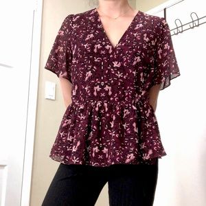 Madewell Wrap Tie Pattern Top